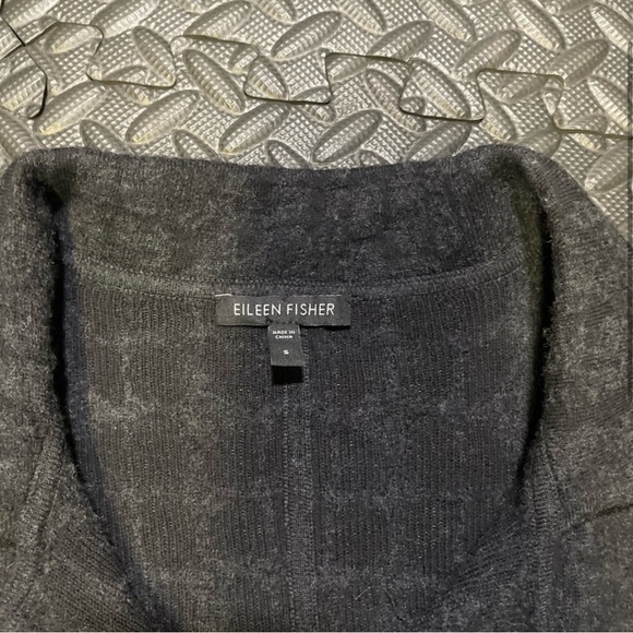 Eileen Fisher Wool Cotton Blend Sweater Jacket Size Small Black - Picture 2 of 11